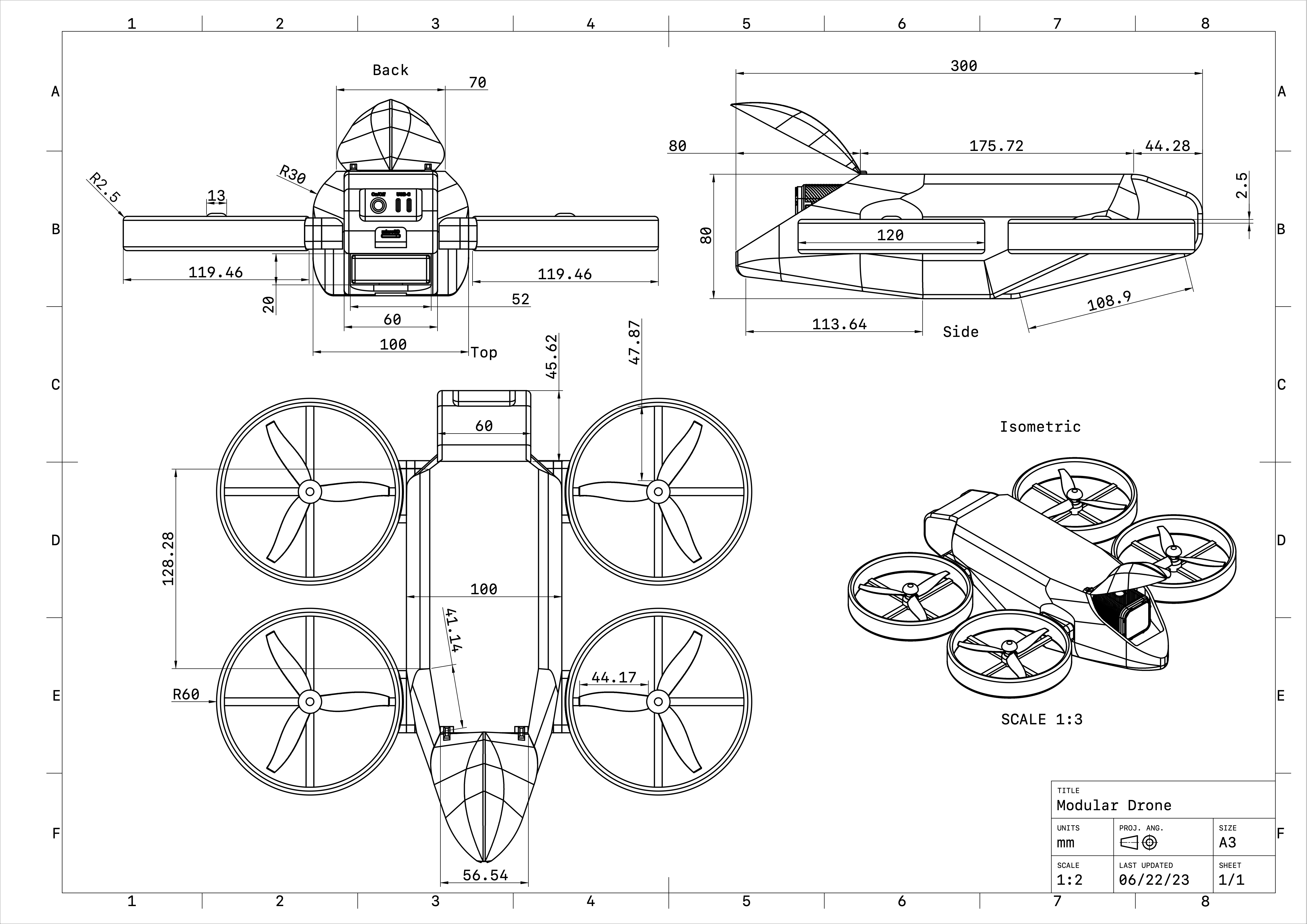 CAD drawing document of the Airohh drone.