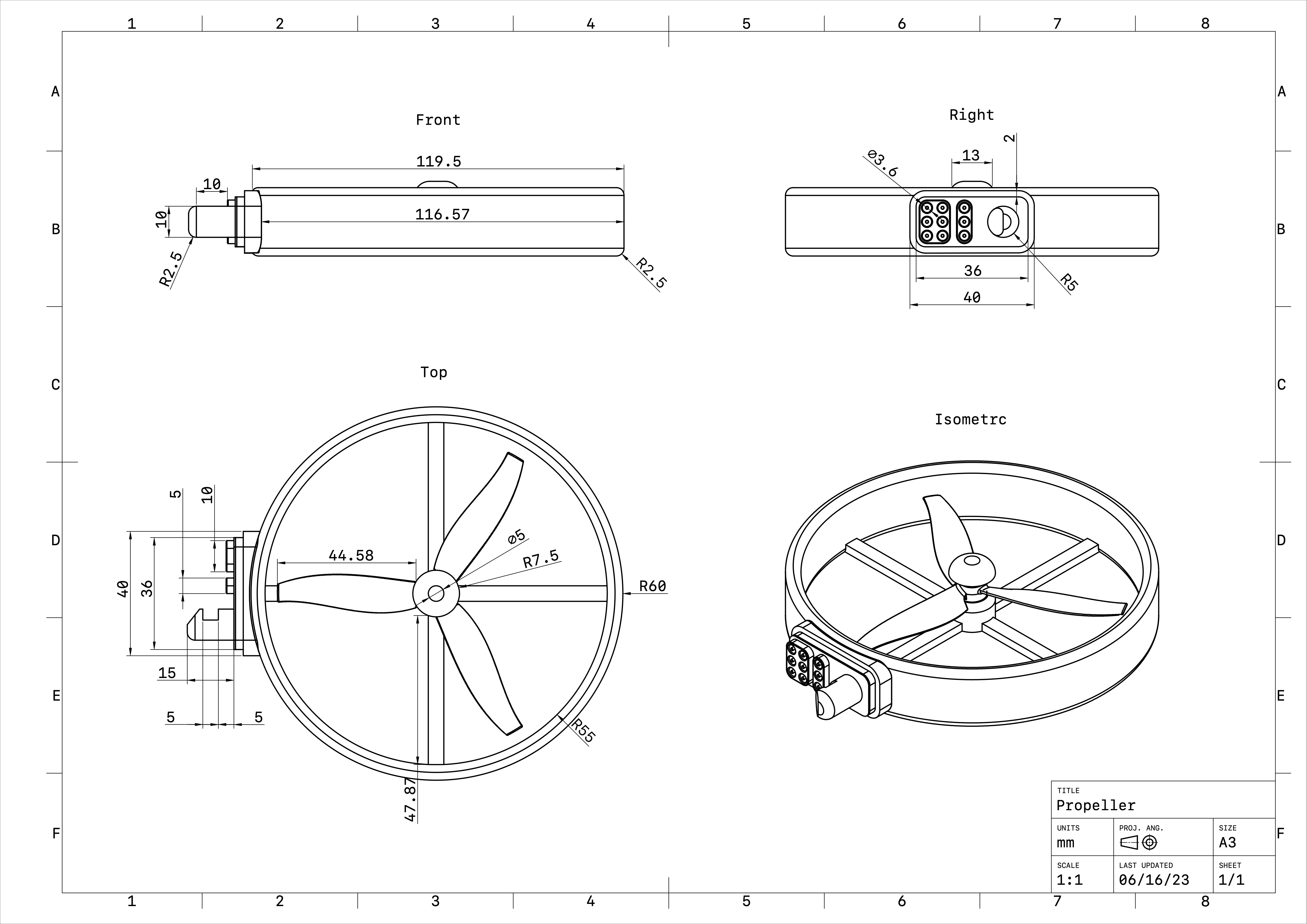 CAD drawing document of the default propellers.